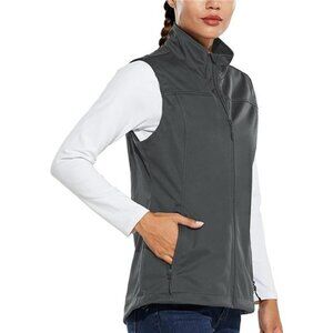 Women's Lightweight Vest Softshell Sleeveless Jacket Windproof Stand Collar
